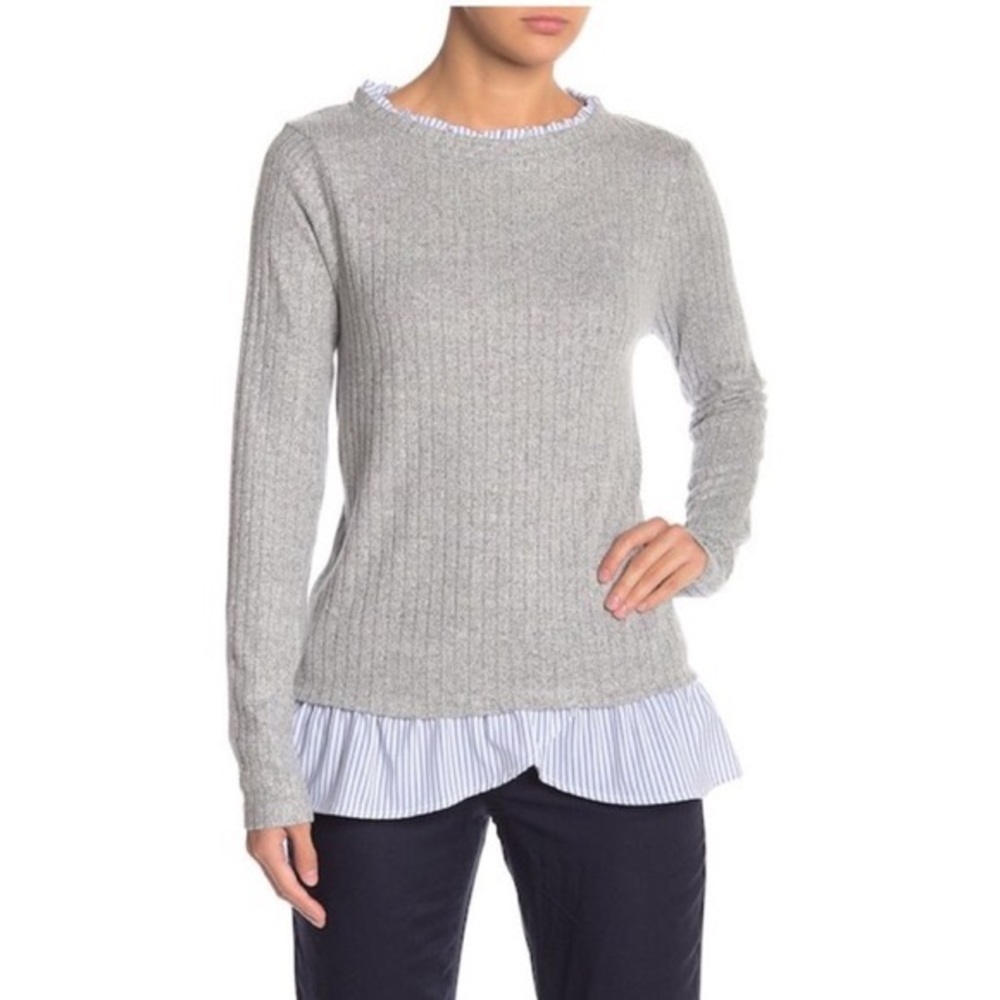 Olivia Sky Twofer Gray‎ Ribbed Sweater